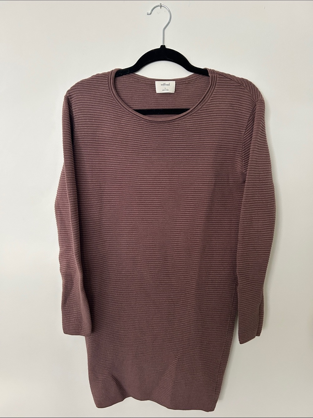 Wilfred Mauve Ribbed Crewneck Sweater Dress